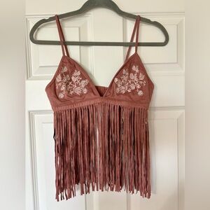 Forever 21 Dusty Pink Fringe Top